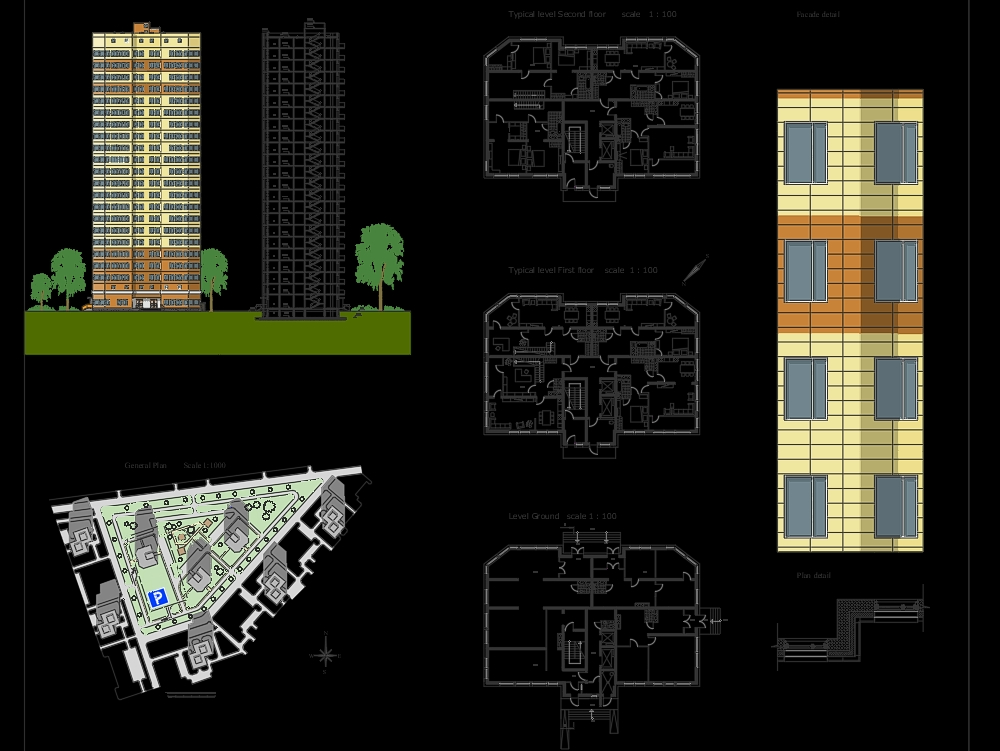 Gebäudemodell für einen Komplex