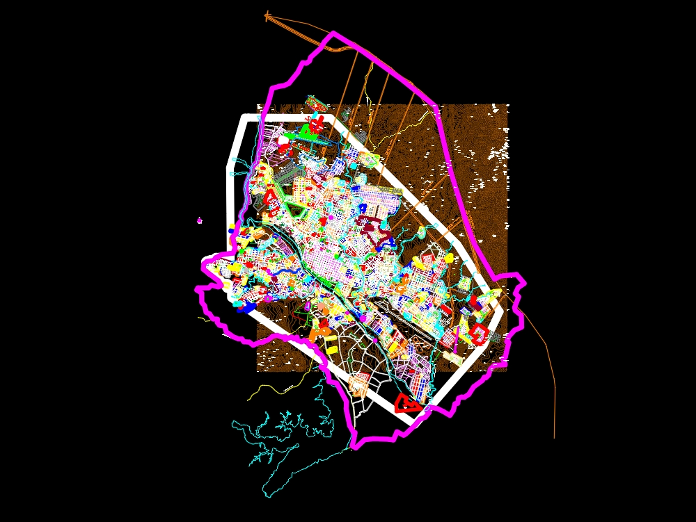 Plano topografico de la ciudad de tarija- bolivia