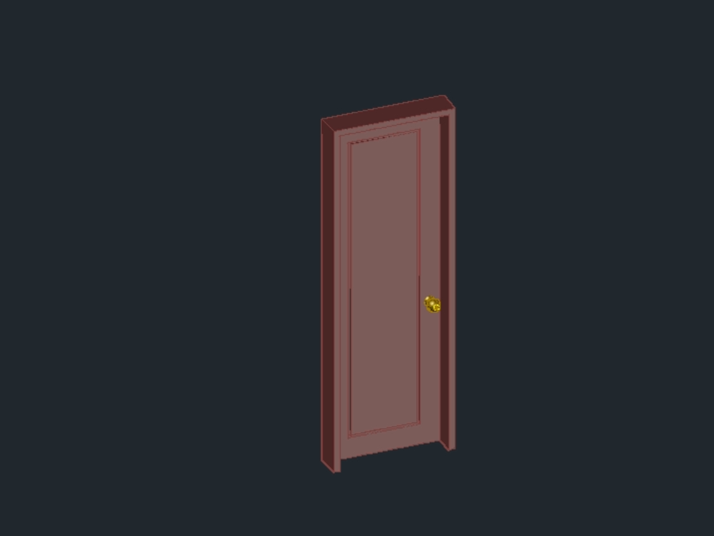 3d wooden door with frame and lock
