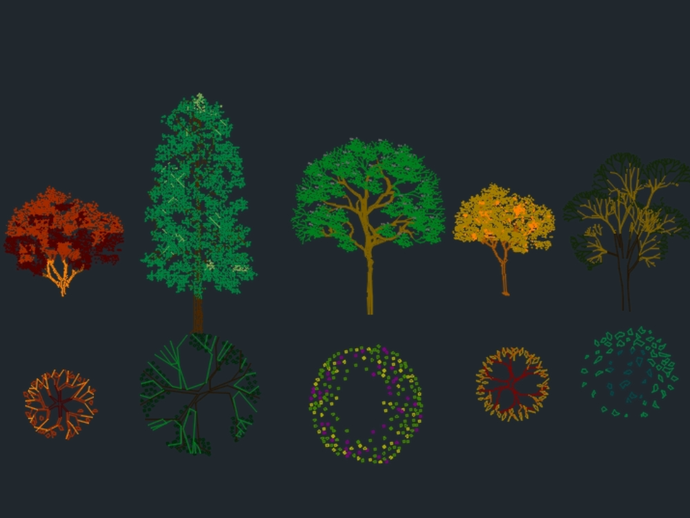 Bloques de árboles en dwg formato editable