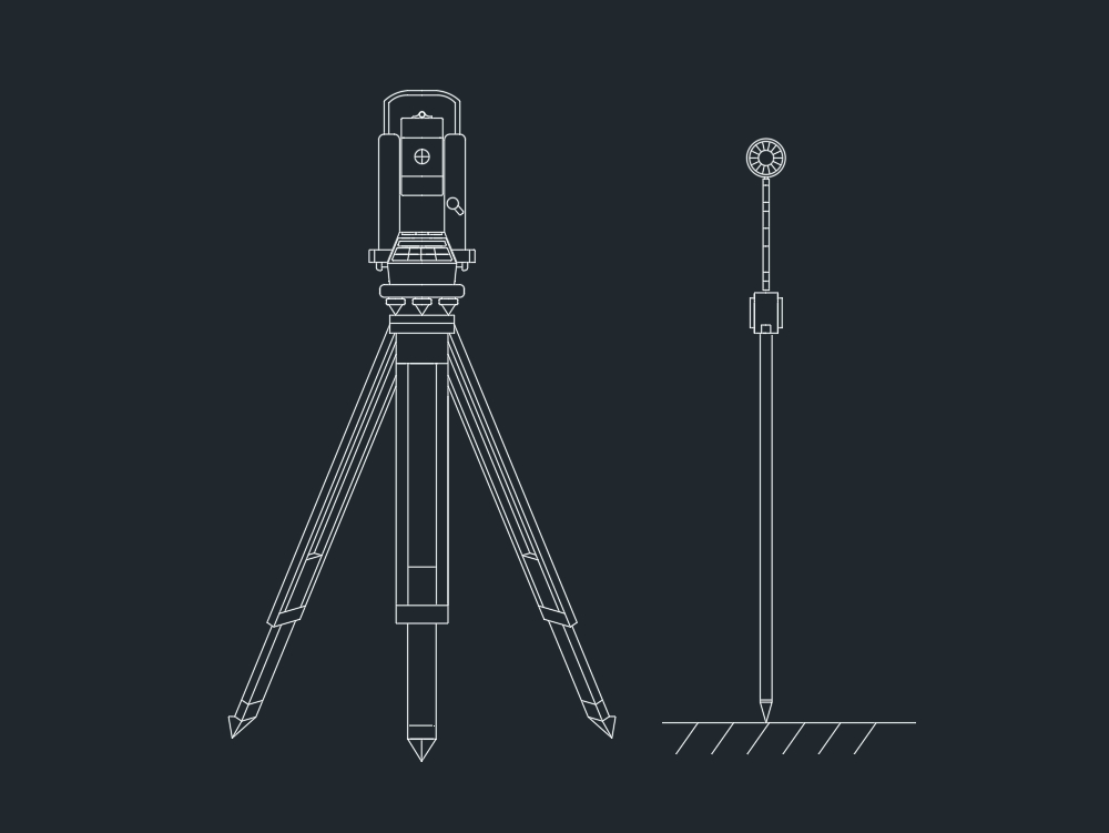 Drawing of theodolite in 2 dimension