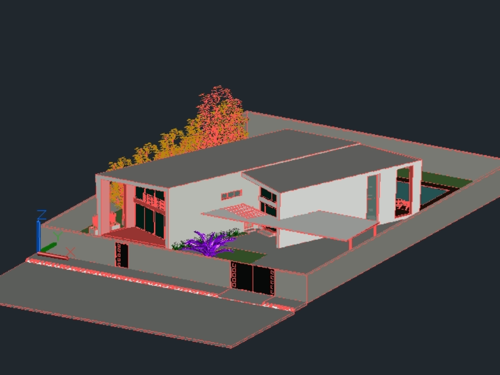Casa unifamiliar dos plantas 3D