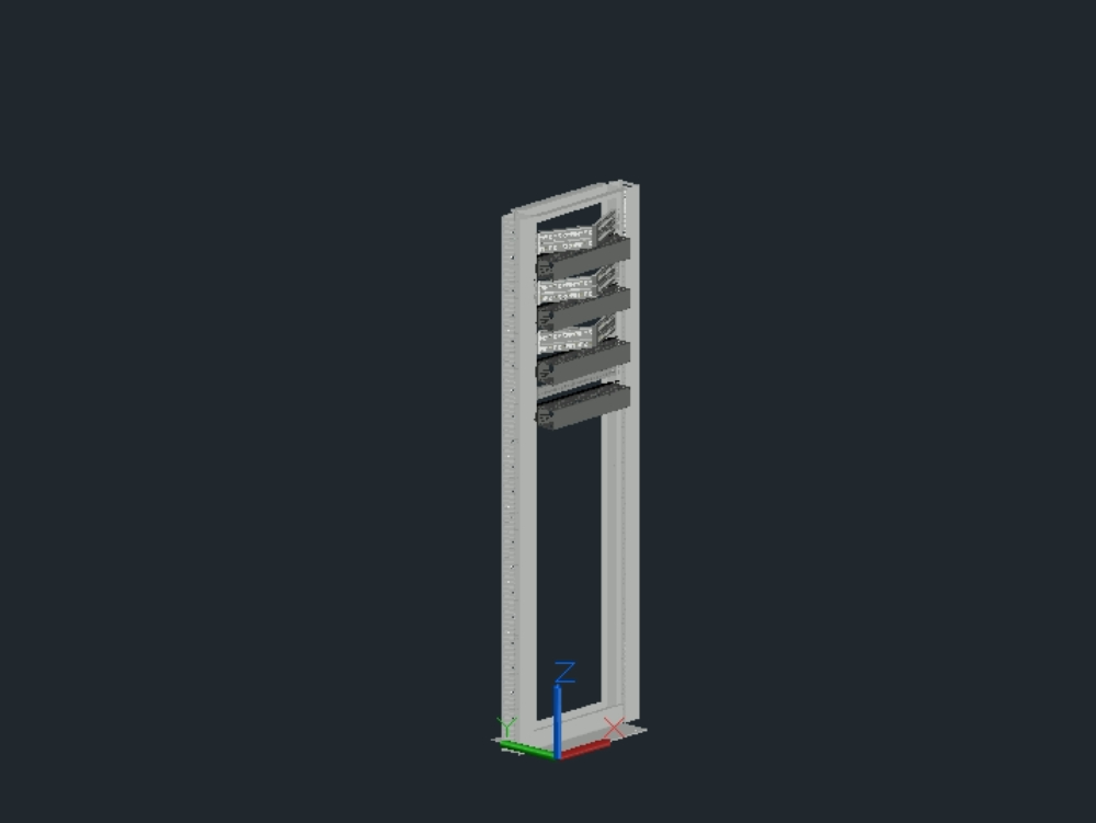Painéis angulares de rack em autocad 3d