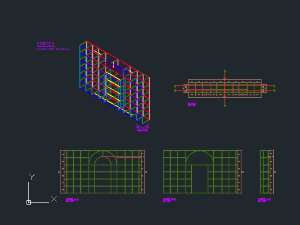 Isometric plan and bar cabinet sections