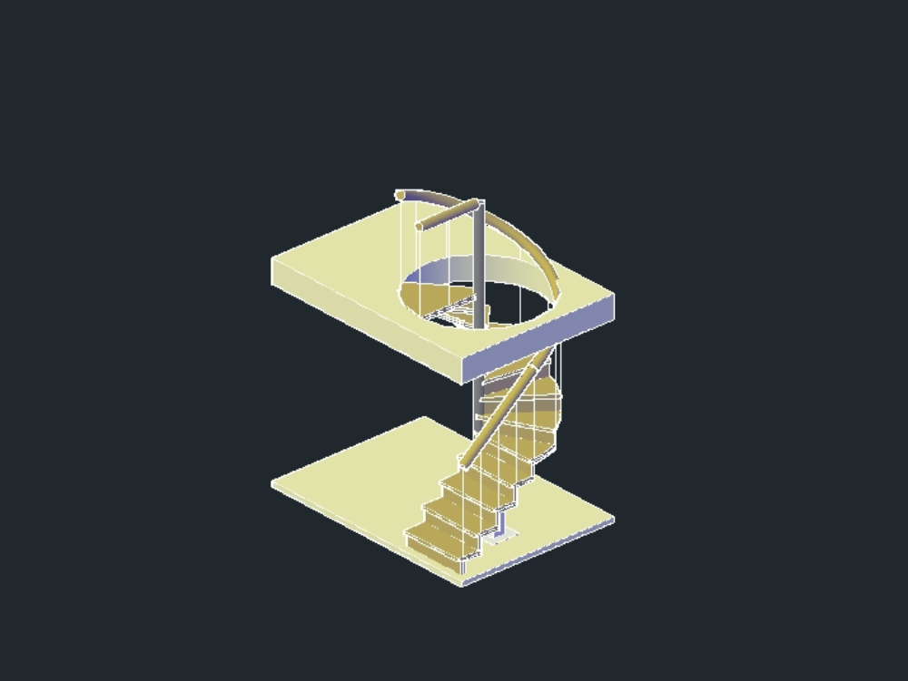 Spiral staircase 3d metal + wood.