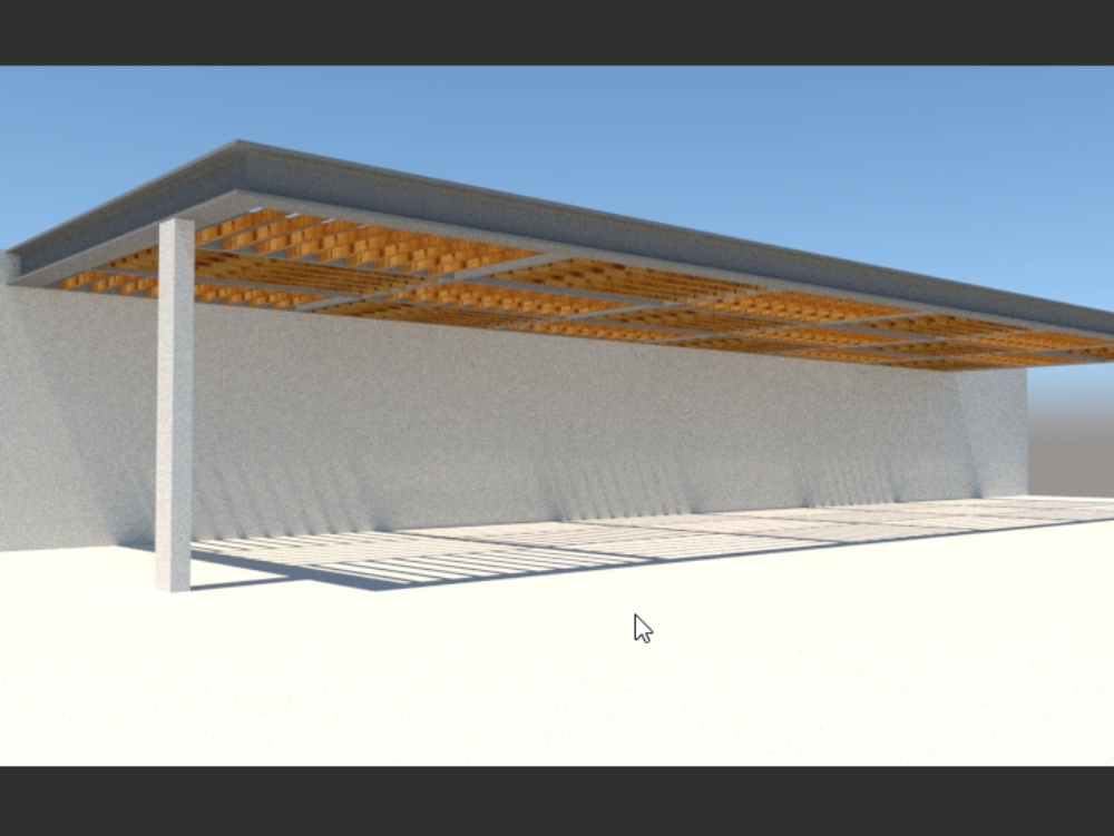Wooden pergola with steel structure