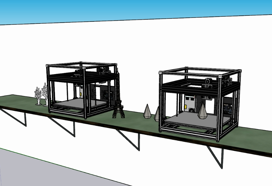 Demonstrative Vorratskammer mit 3D-Druckern