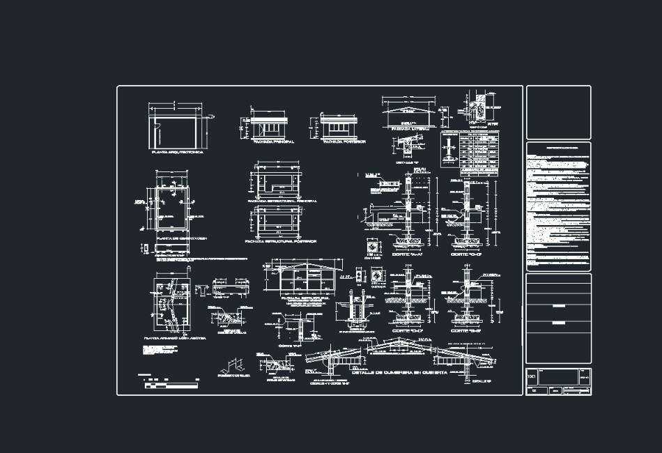 Architekturplan und Baudetails für das Klassenzimmer im Format 6x8.