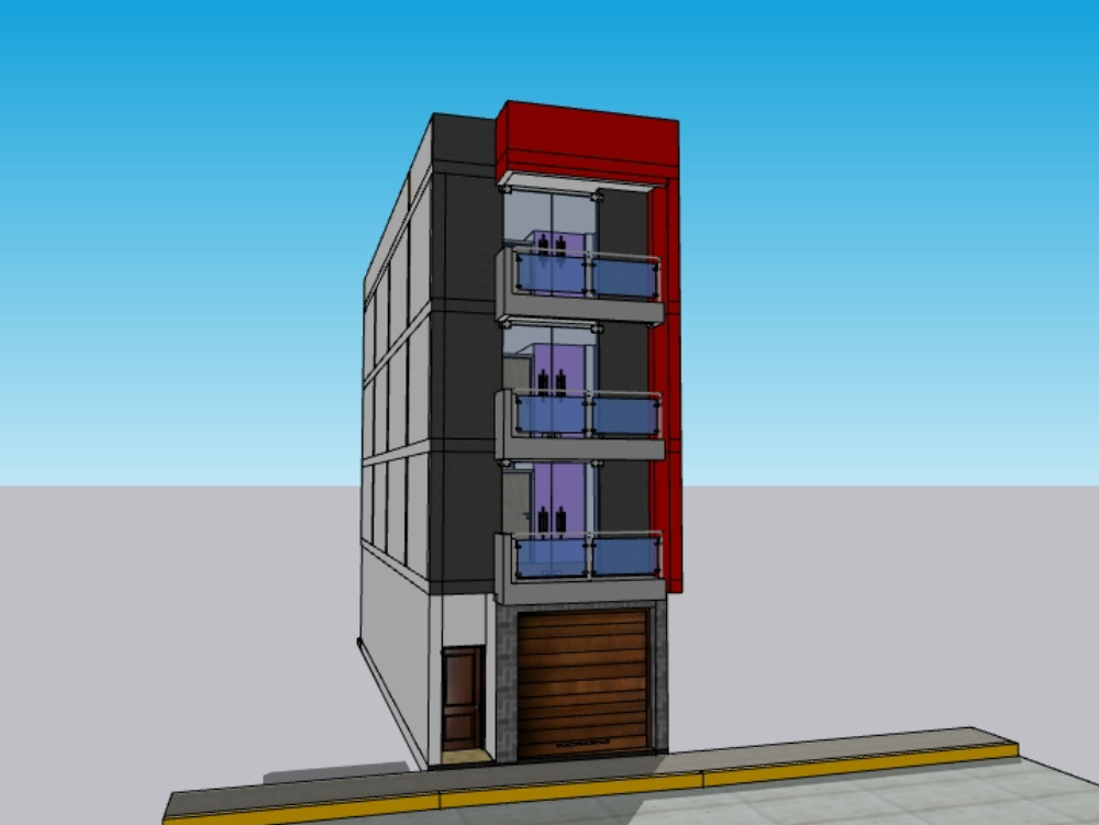 3D-Mehrfamilienhaus von 4x15 Metern