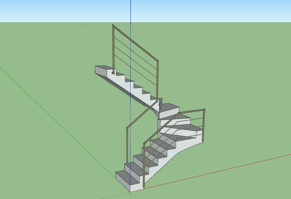 Escada; com grade de aço e alumínio