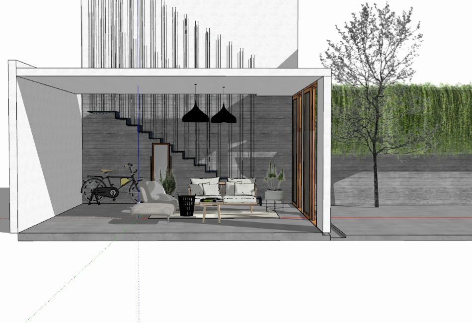 Innenarchitektur eines Wohnzimmers in 3D