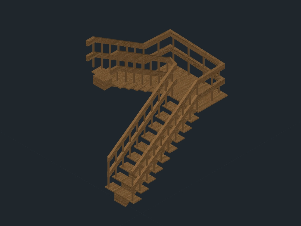 2-section wooden staircase