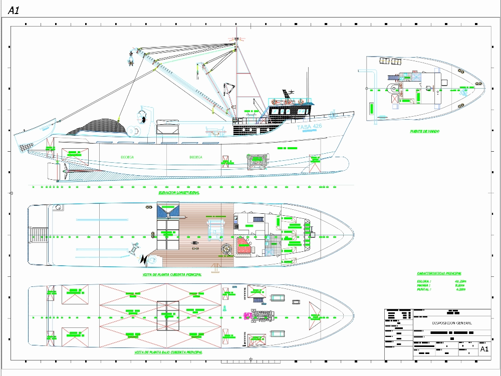 Fishing boat rate 426 in AutoCAD, Download CAD free (881.04 KB)