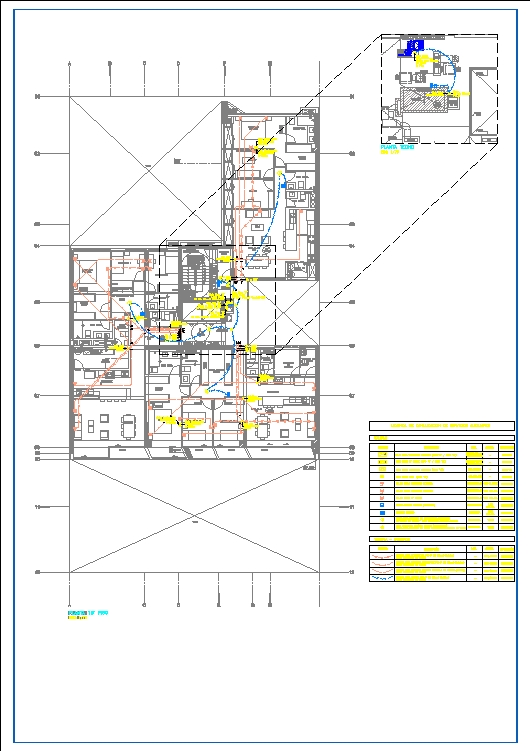 Planos de un hotel de 4 pisos con sótano