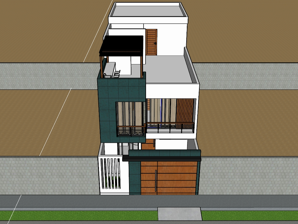 Maison unifamiliale à 2 étages modèle 3D