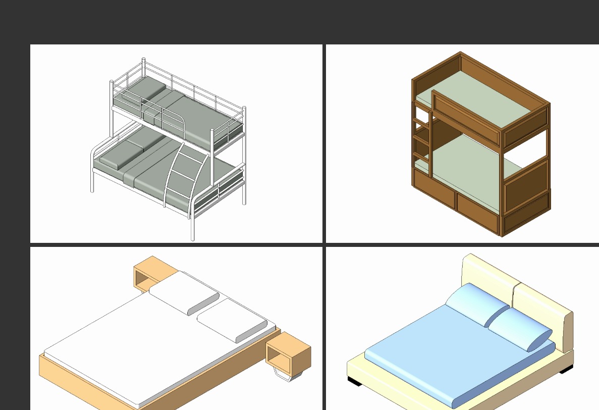 Bedroom furniture: beds, dressers, etc.