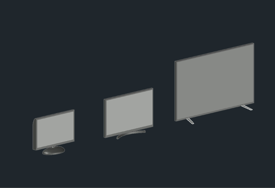 Drei 3D-Flachbildfernseher mit 22 Zoll, 28 Zoll und 48 Zoll