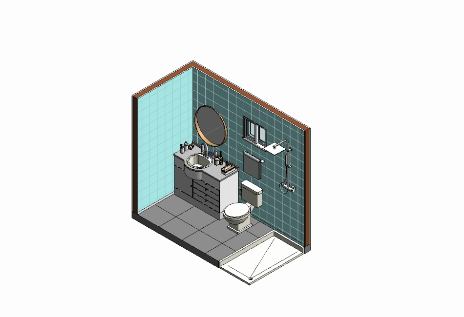 Conception de petite salle de bain avec accessoires