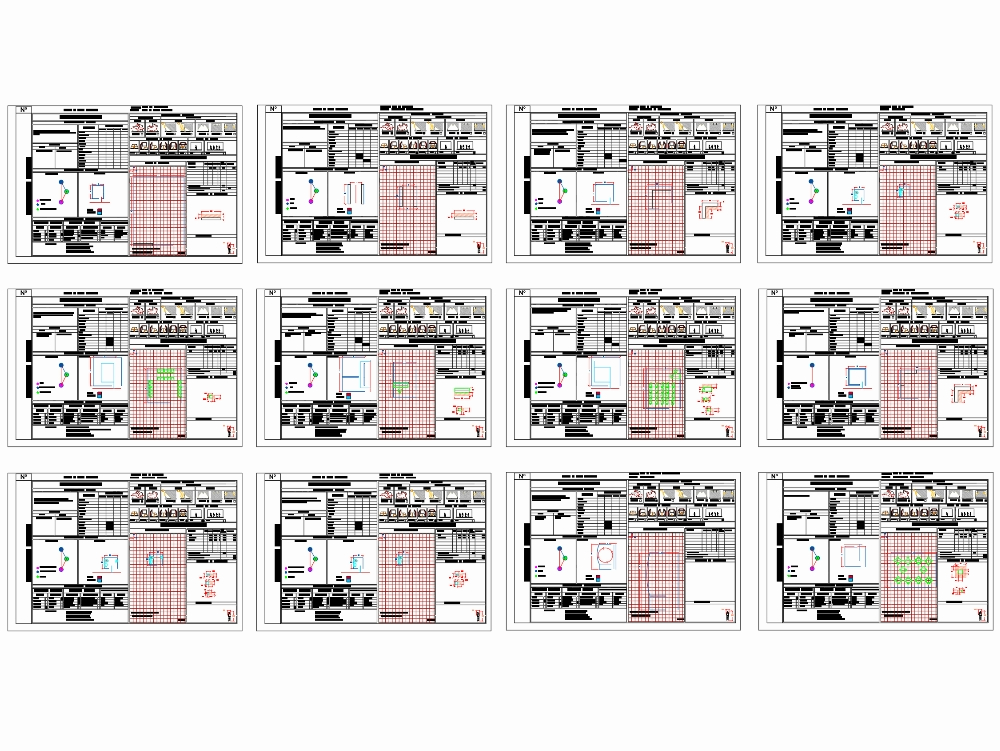 Architectural programmatic sheets of a cultural center