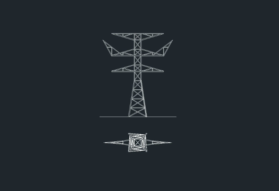 Metal electrical tower in agricultural area