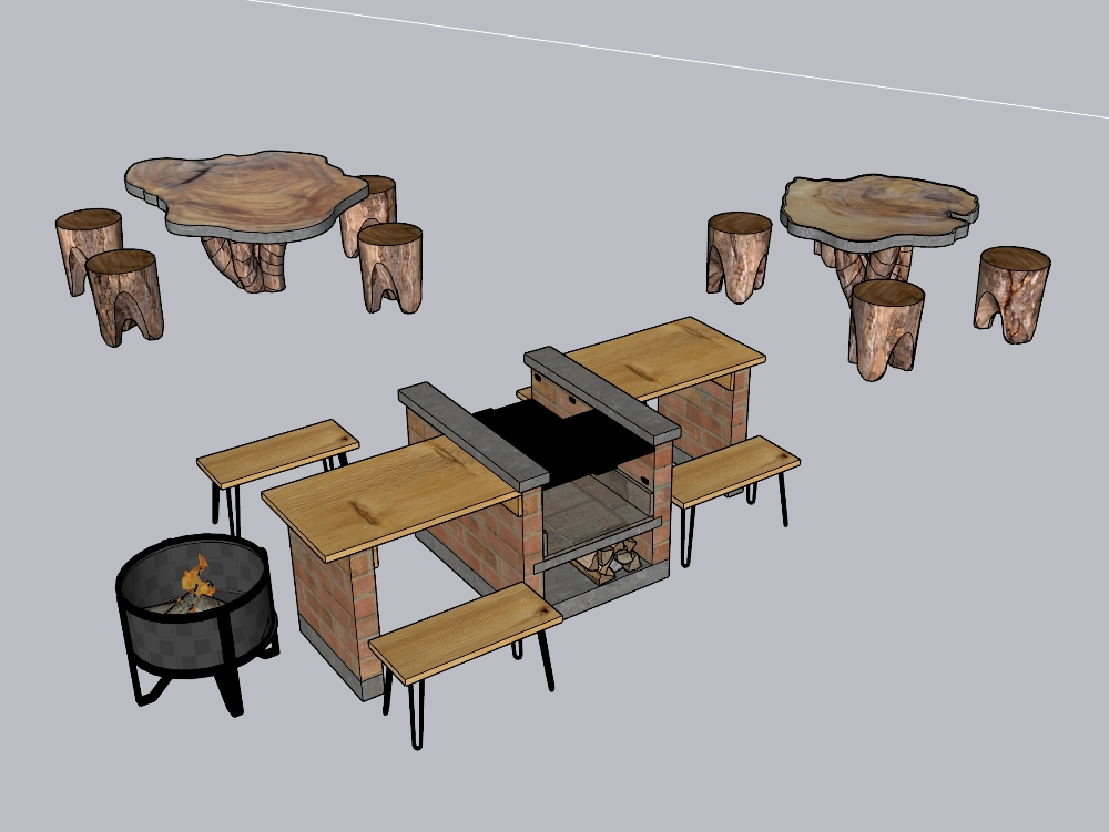 Rustic furniture for grill area