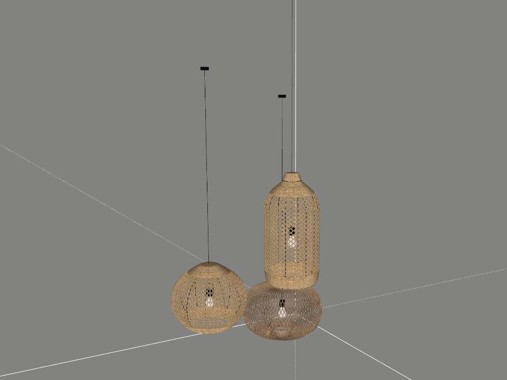 Rattan and natural fiber hanging lamps