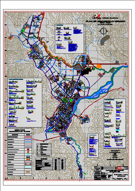 Plano de estradas e sistema urbano de Satipo