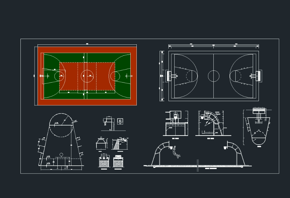 Basketball court with details 