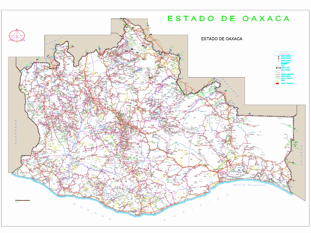 Mapa do estado de Oaxaca