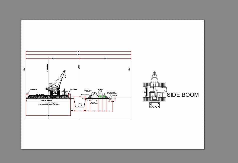 Side boom plant and pipeline elevation