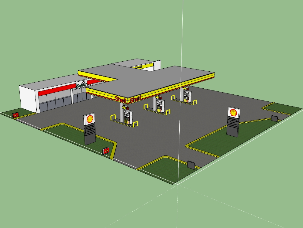 Service station or shell gas station