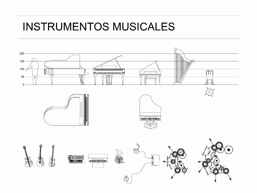 Instrumentos musicais em blocos