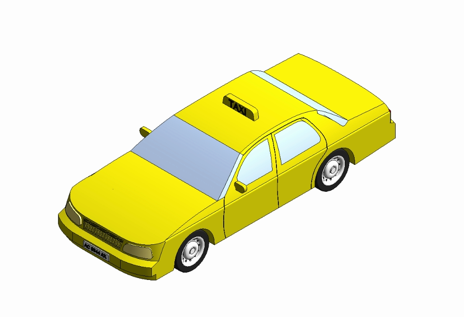 3D-Modell eines Taxifahrzeugs 