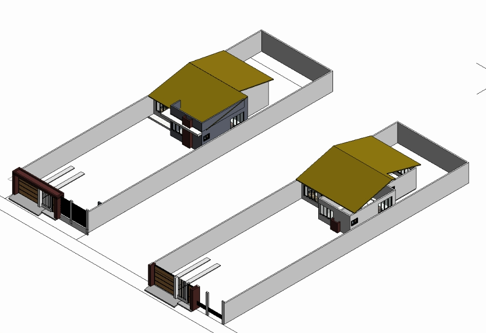 Casa unifamiliar em 3D de um andar