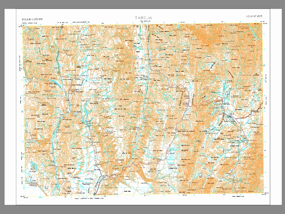 Tarija map cartography 1: 250000