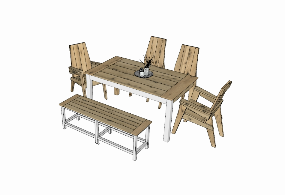 Table à manger avec chaises en bois 