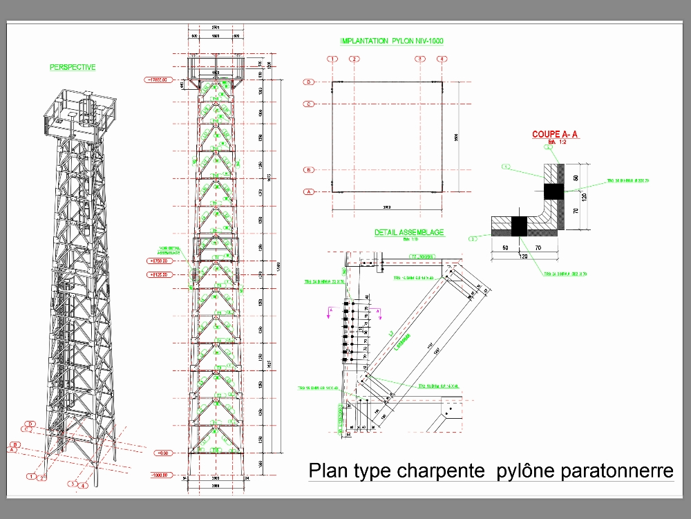 Typical metal structure pylon