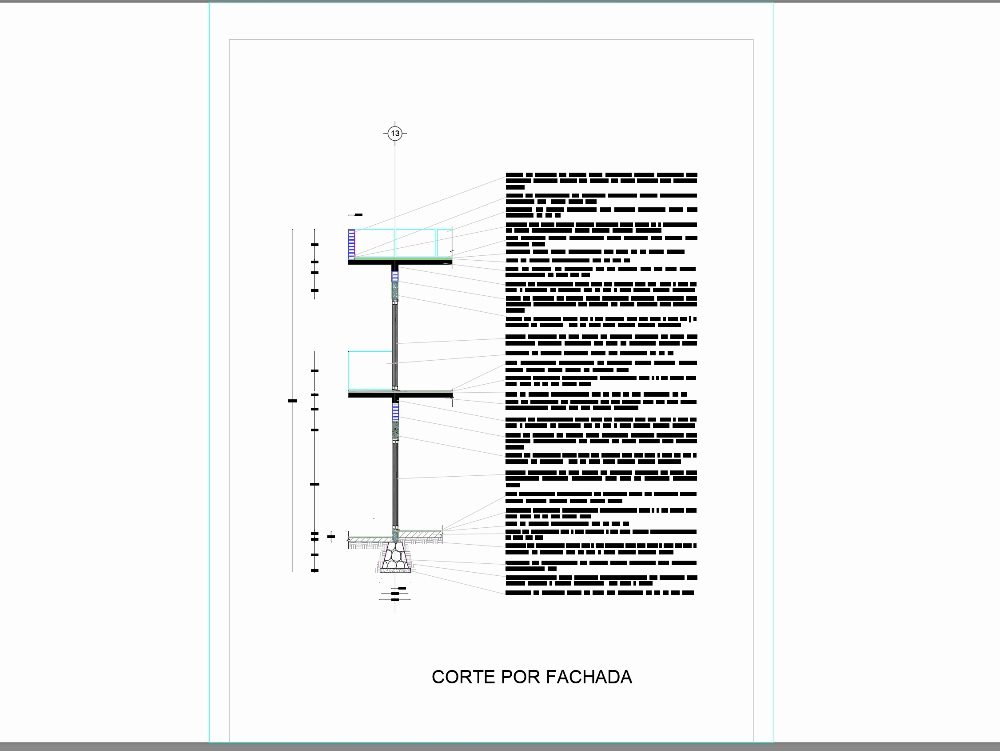 Corte por Fachada de vivienda