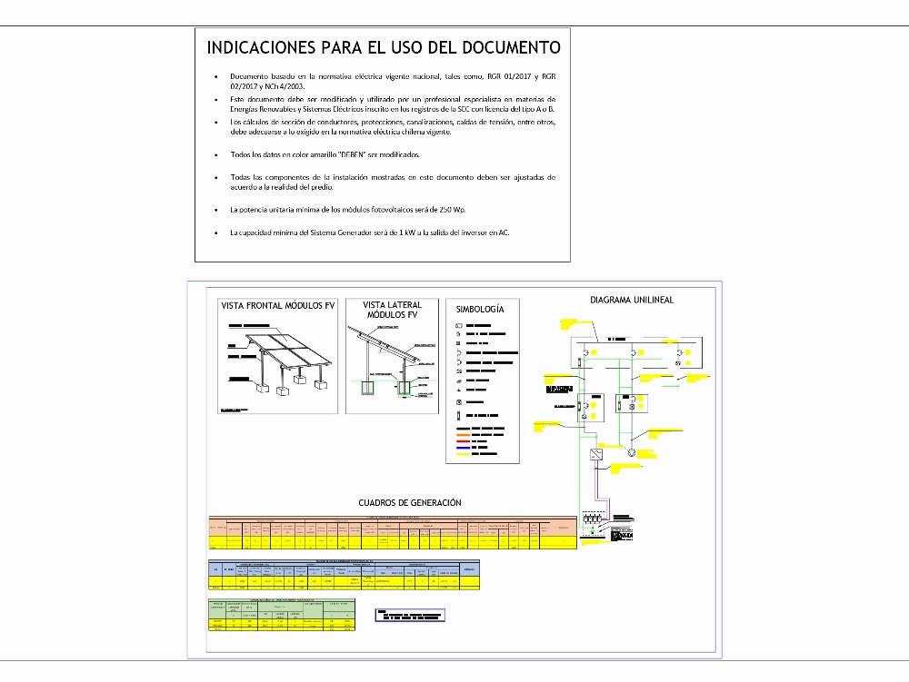 Plan du kit système photovoltaïque 1 kw