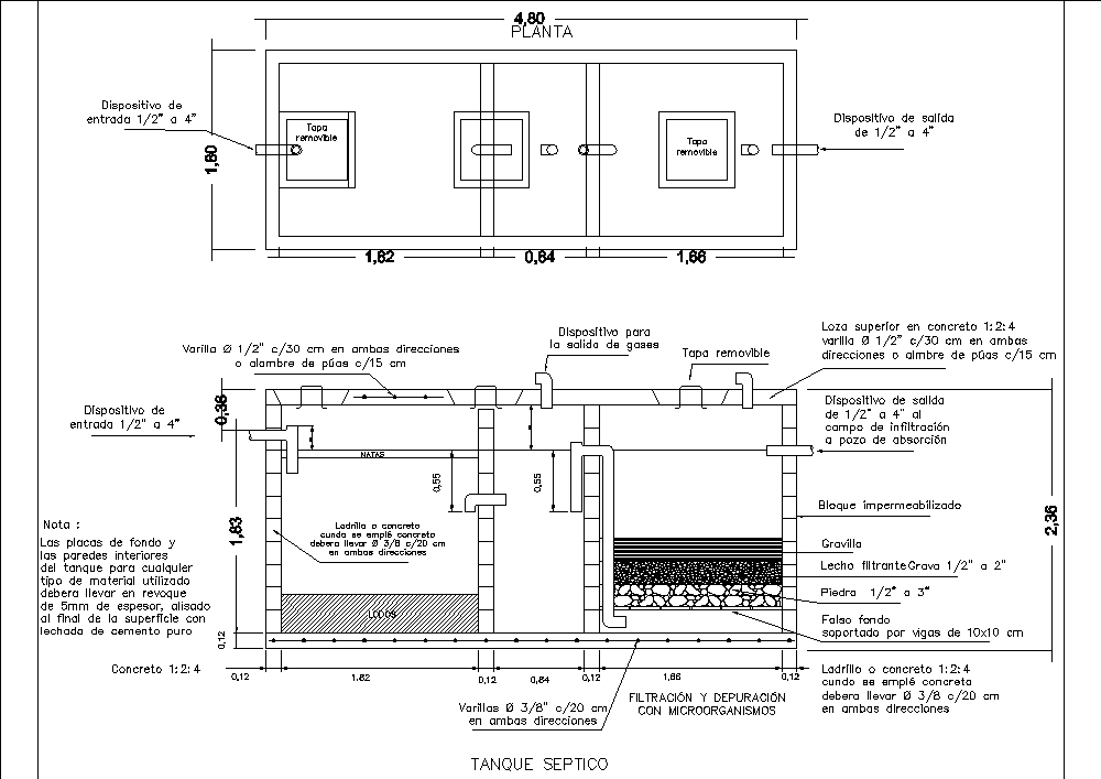 Anaerobic septic tank