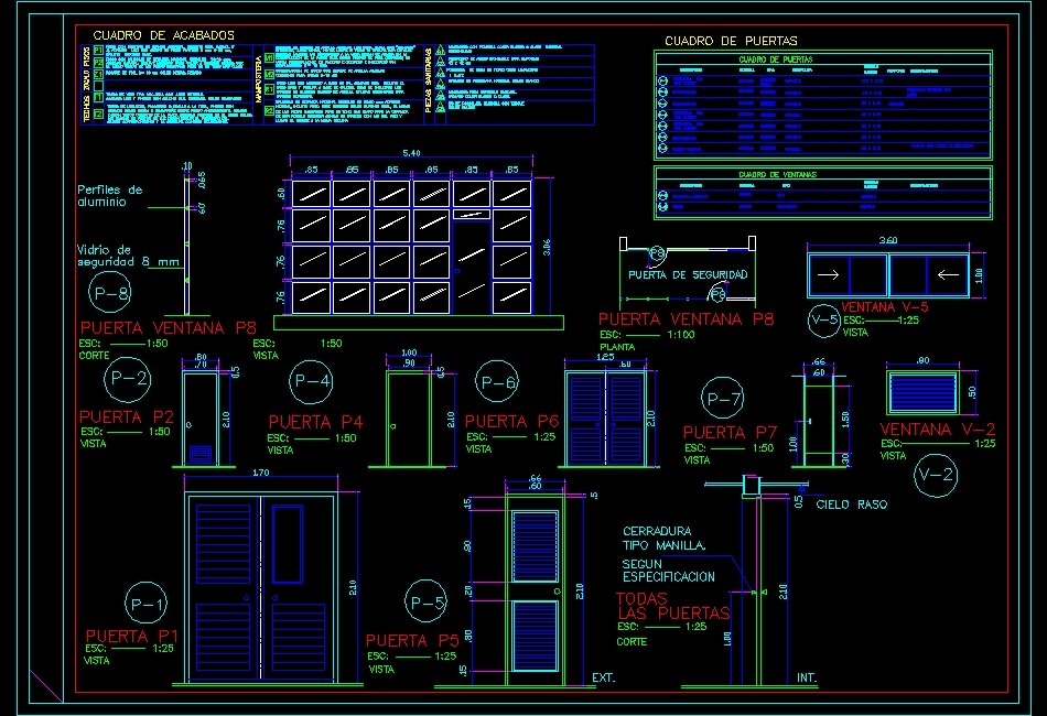 Details and finishes of door types