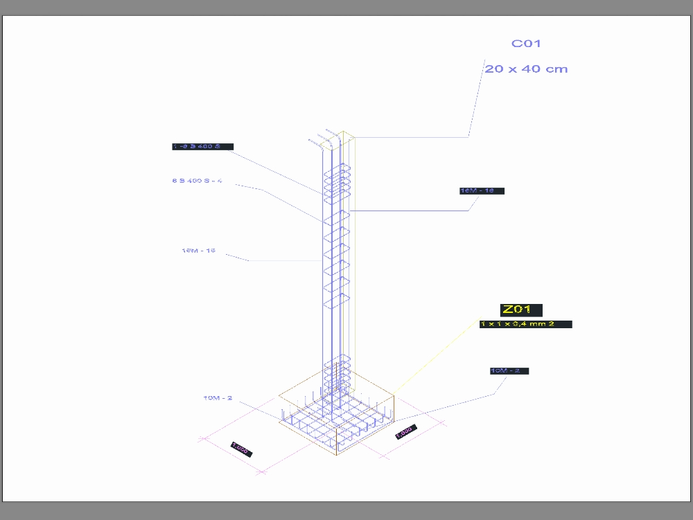 Construction detail of column and footing