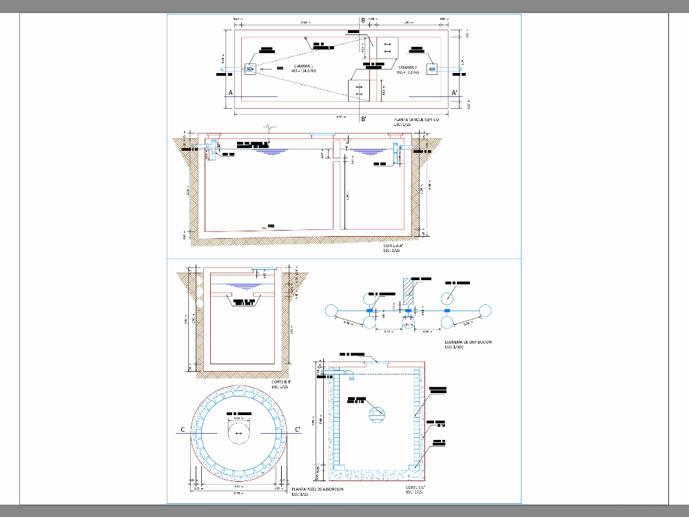 Septic tank and percolation well