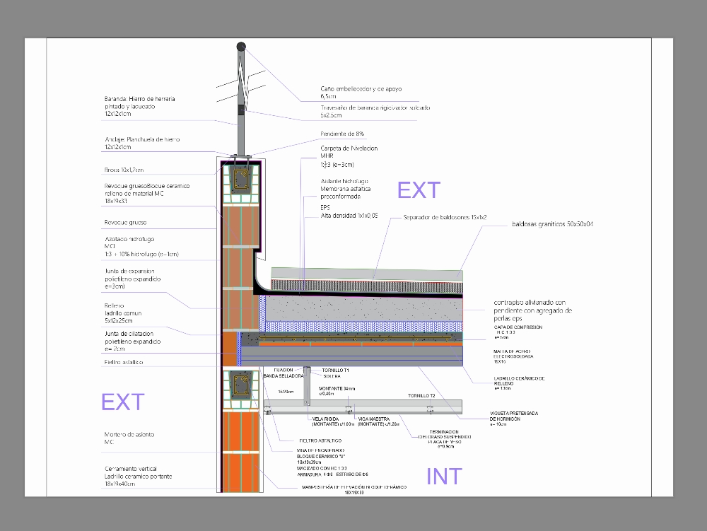 Bloc de céramique pour toit plat coupé de manière constructive