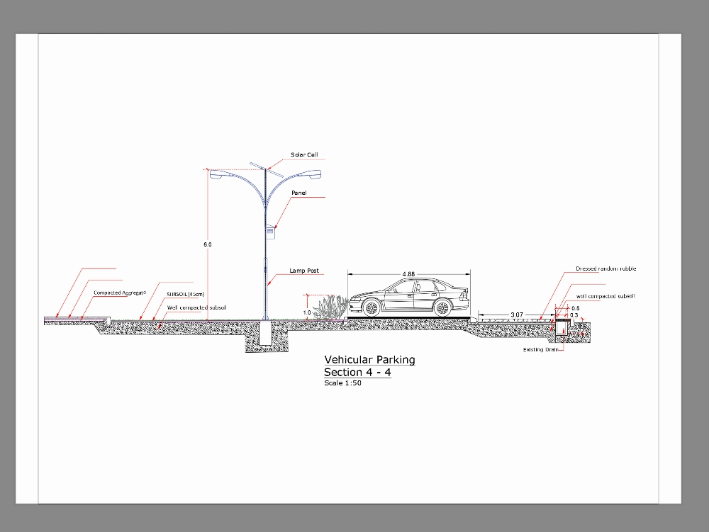 Estacionamiento sección transversal de un estacionamiento