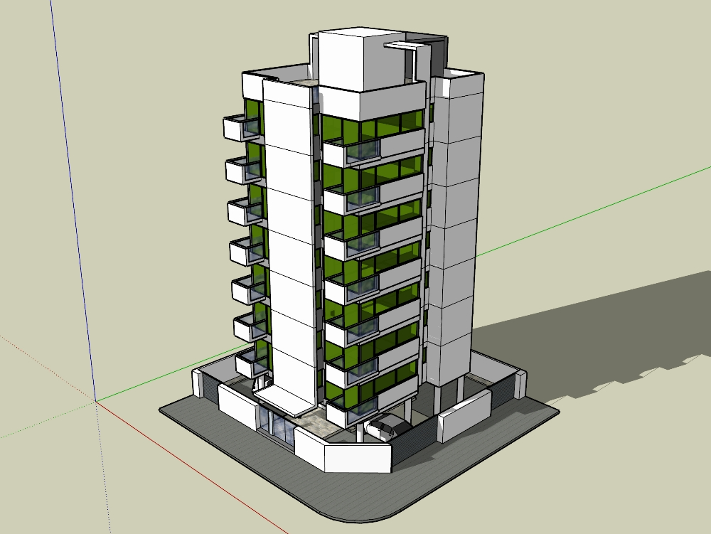 8-stöckiges Mehrfamilienhaus 3D