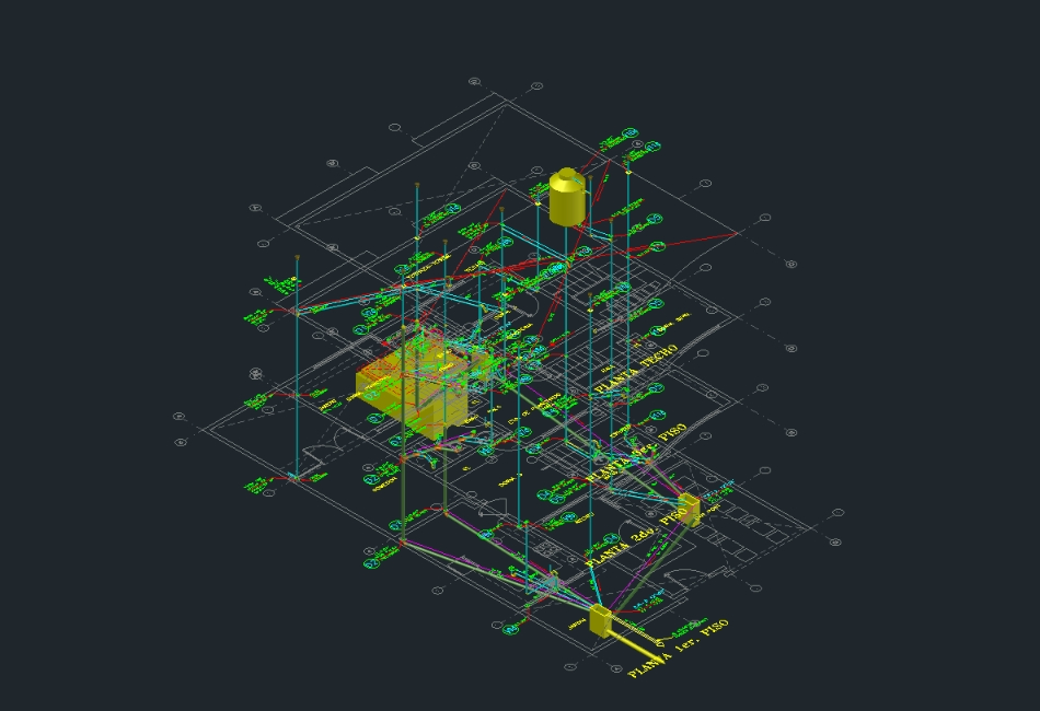 Isometry of sanitary installations and drains