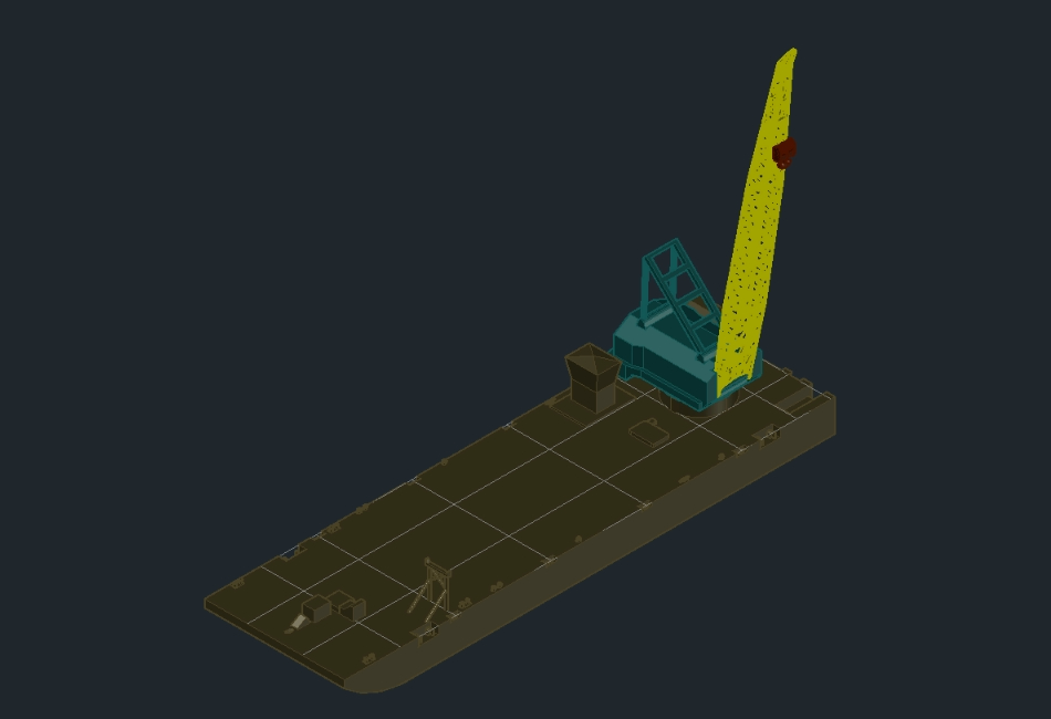 Offshore crane barge 3d model dwg file