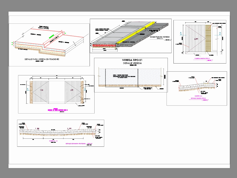 Detail of ramps; paths and sardines