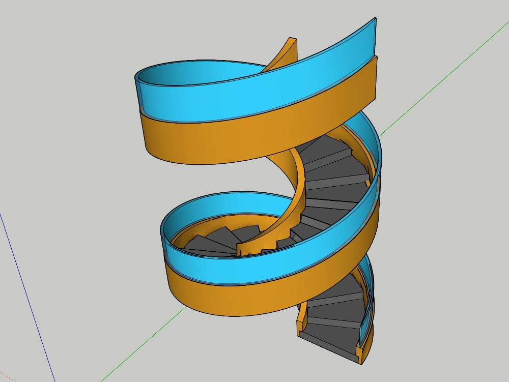 Escada circular em espiral 3d